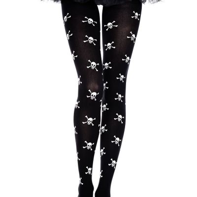 Black White Mini Skull Print  Pantyhose Ravewear Festival Tights